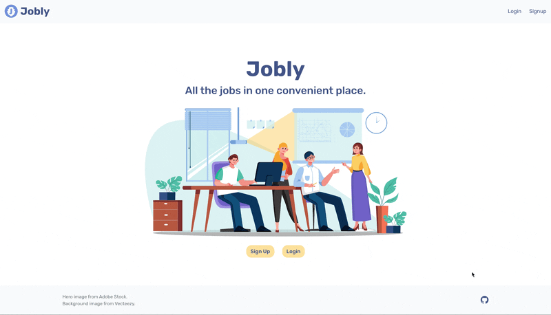 Demo of Jobly app